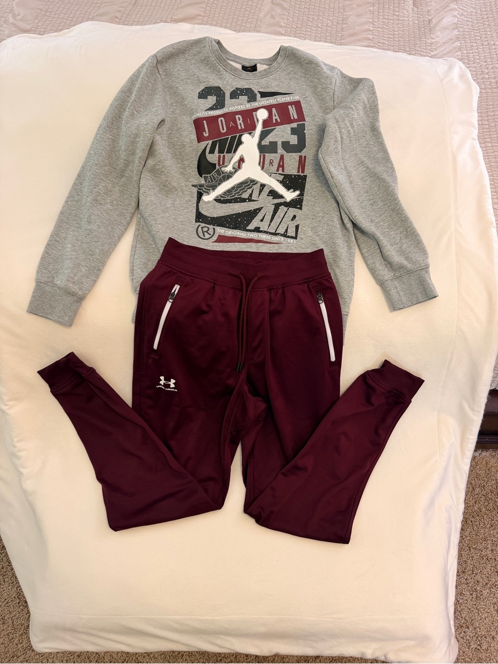Nike and Under Armour Boys' crew neck/jogger set
